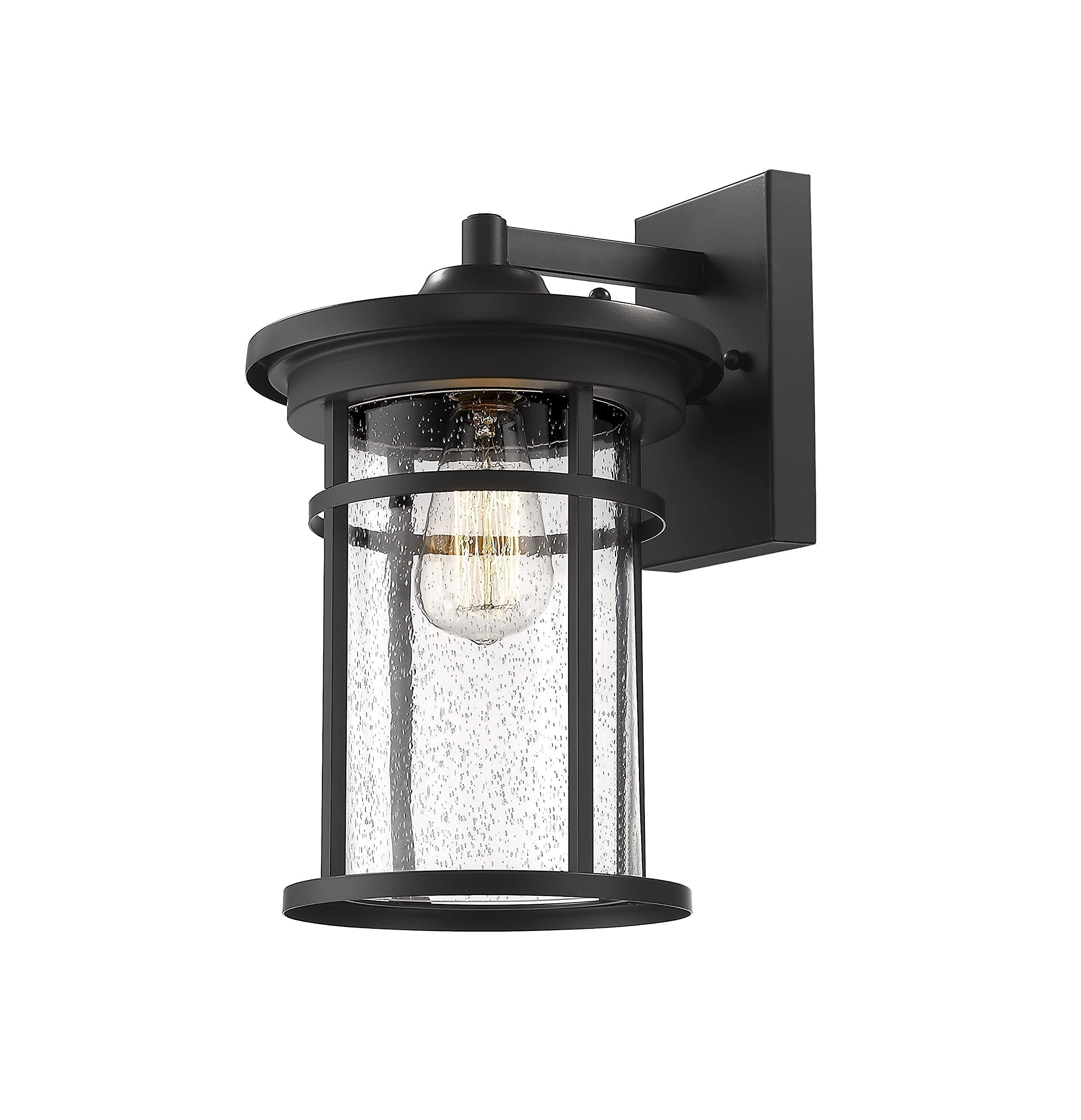 Casia Appliques murales d'extérieur - Lanterne murale d'extérieur - Luminaire mural extérieur - Lampes murales d'extérieur pour terrasse, porche, jardin, balcon (noir, 35,8 cm de hauteur)