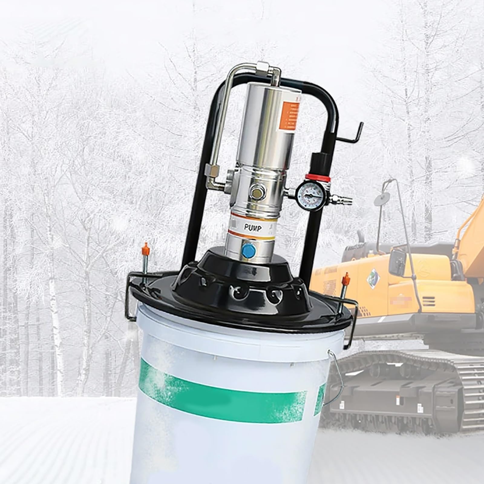 Kit Pompa Pneumatica Portatile per Riempimento di Grasso | Tubo per Olio da 6 M, Pistola per L'iniezione di Olio, Tubo Dell'aria da 15 M, per Macchine Agricole