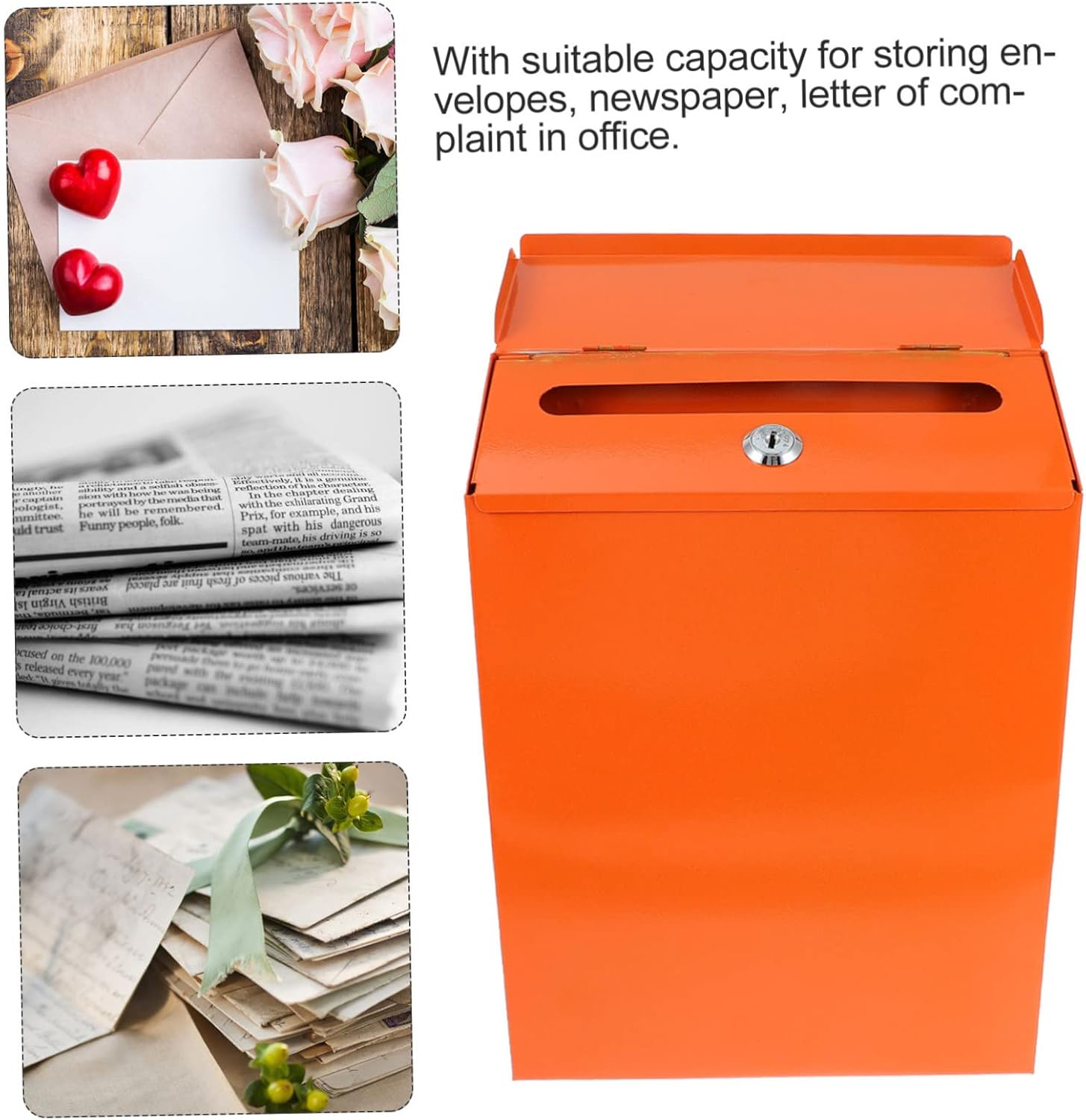 1set Locking Mailbox Wall-Mount Hanging Mailbox for Secure Outdoor Use Weatherproof Design for Office and Home Vintage Style Functionality