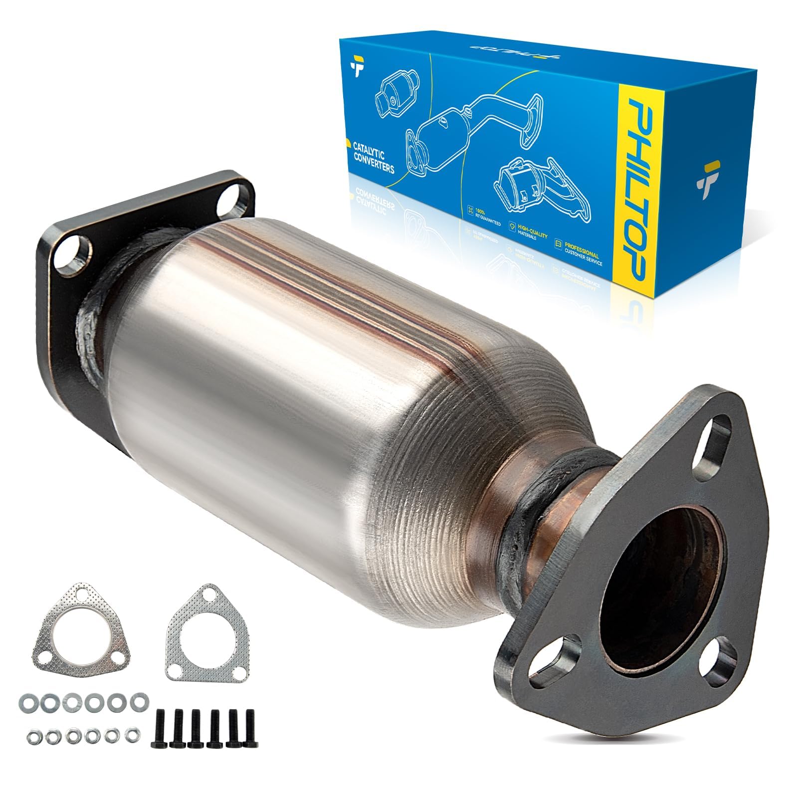 PHILTOP Catalytic Converter High Flow for Accord2.4L, Odyssey 3.5L, Pilot 3.5L, TL 3.2L, Ridgeline 3.5L, MDX 2003-2006 3.5L, Stainless Steel Catalyst