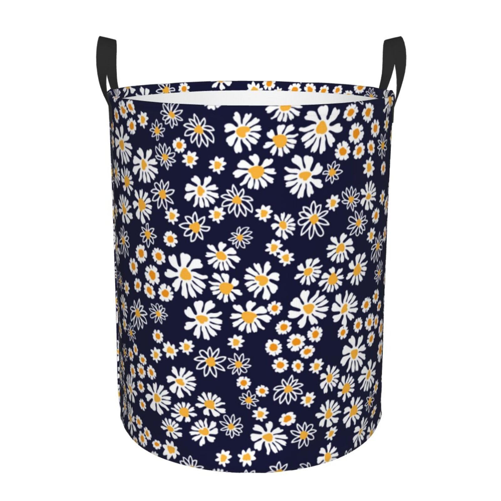 Laundry Basket Daisies and Chamomiles Laundry Hamper Waterproof Idea Hampers Large Collapsible Baskets with Handle Suitable for Bedroom Bathroom Utility Room Kitchen