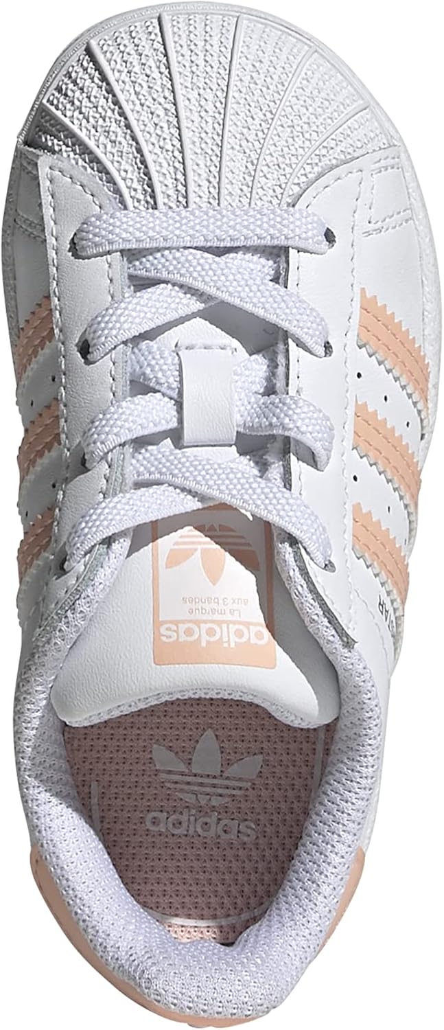 adidas Originals Kids Superstar Skate Shoe, White/Haze Coral/White, 9.5 US Unisex Toddler