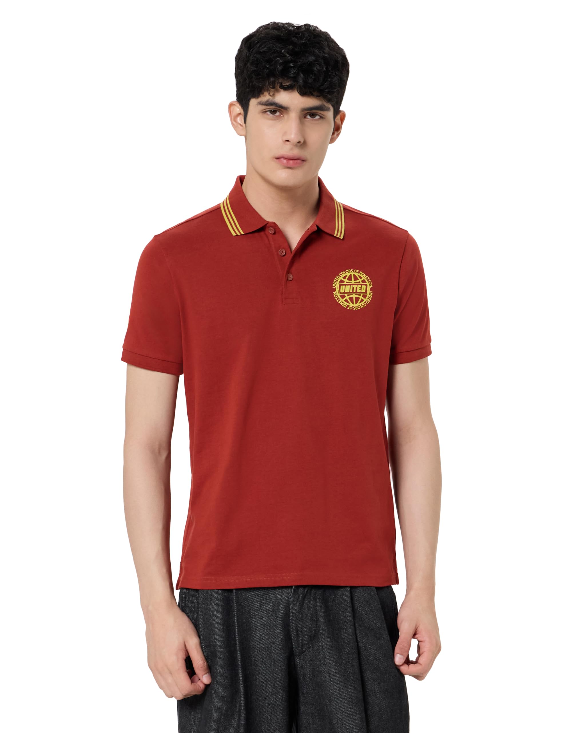 united colors of benetton Men's Solid Regular Fit Polo Shirt-picture-45