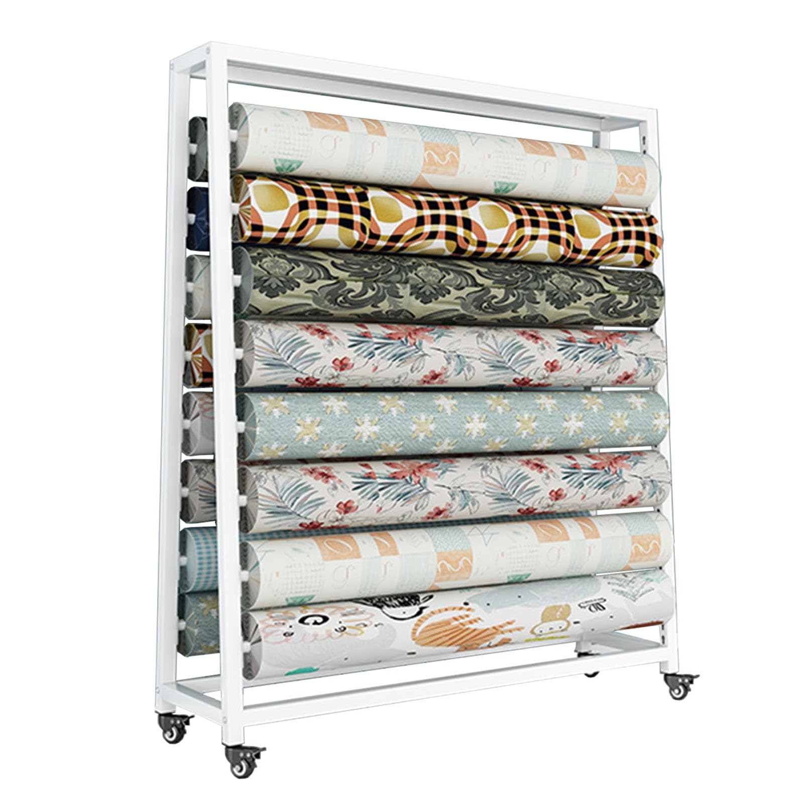 Generico Espositore portaoggetti Multistrato, Carrello Porta Rotoli di Tessuto Regolabile - Organizzatore Tessile a 10 aste per Vinile, Pelle, Carta da Parati e pellicole per finestre - Soluzione ESP