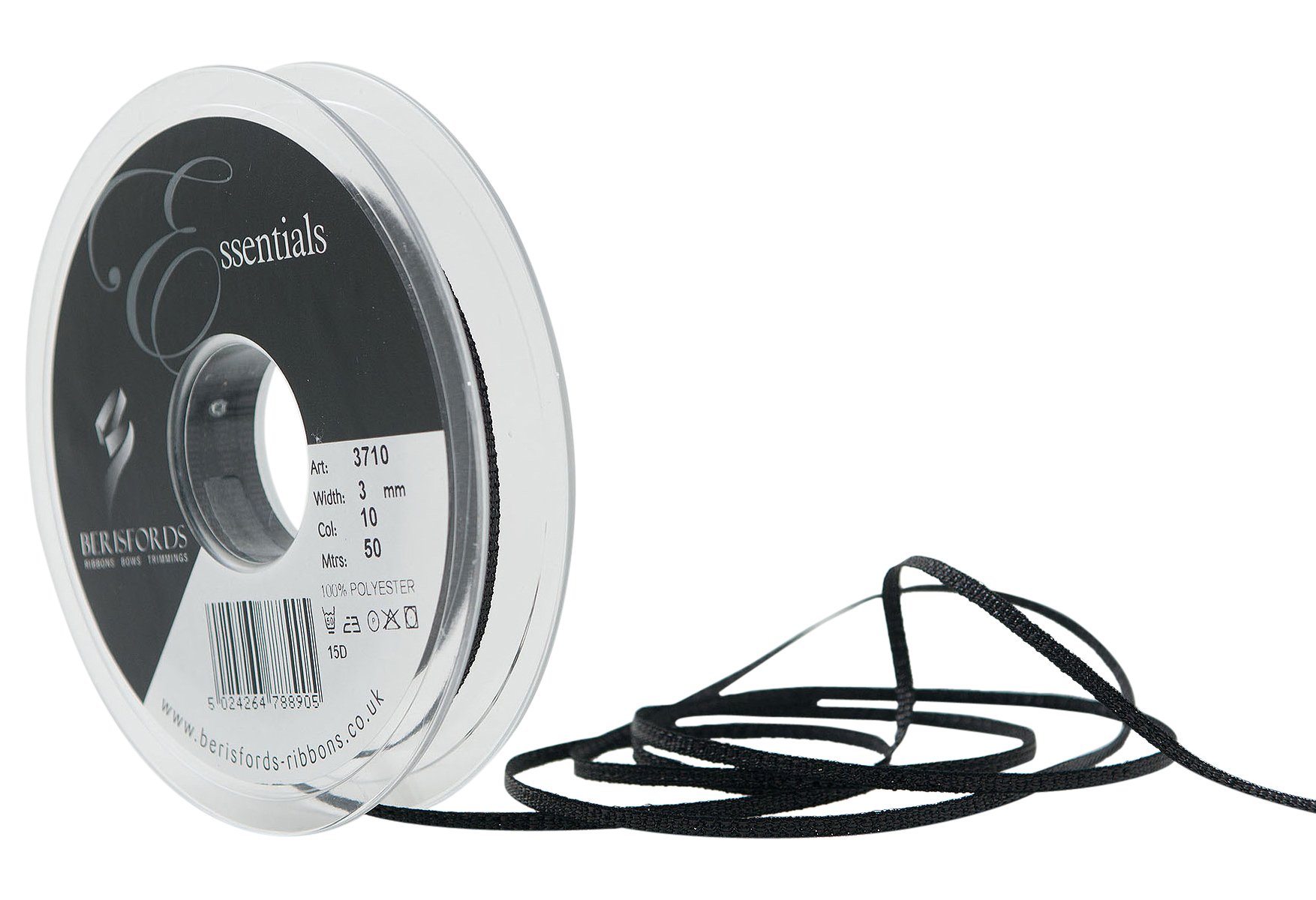 Berisfords Black Textured Metallic Ribbon (Value Roll)