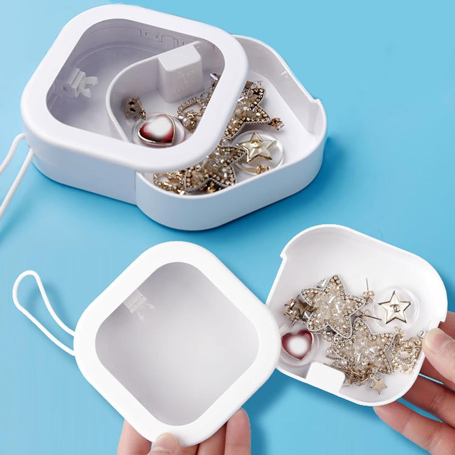 1 pcs Bathroom Storage Organizer Qtip Dispenser Cotton Swabs Box with Lid, Portable Travel Qtip Holder