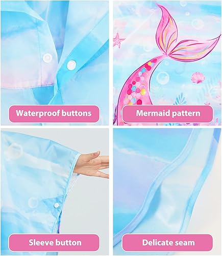 Vista 37 de WAWSAM Poncho de lluvia ligero para niños, impermeable, reutilizable Azul (Space Blue)
