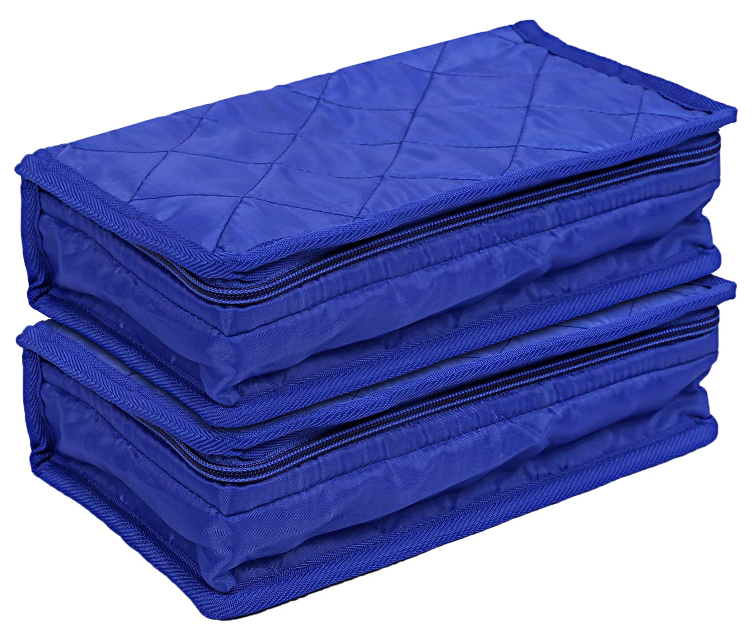 Kuber Industries Multipurpose Jewellery Storage Bag/Travel Kit with 4 Tranasparent Pouches, Blue, Pack of 2