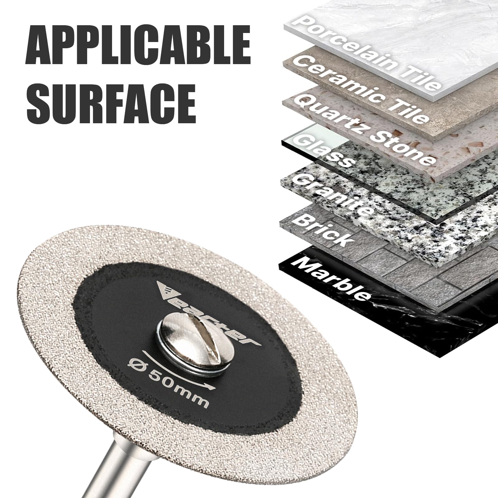 Vearter Glass Cutting Discs 5PCS, 50mm Double-Sided Diamond Cutting Discs for Die Grinder/Electric Hand Drill - Image 3