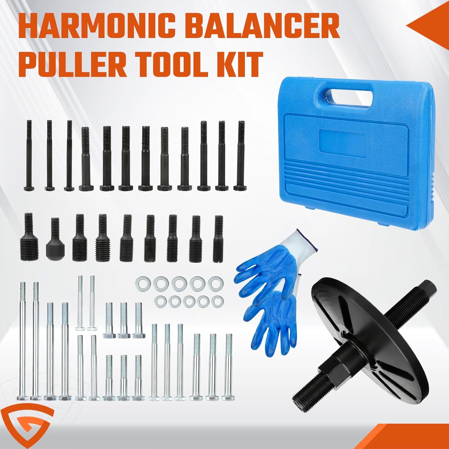 59 Pcs Harmonic Balancer Puller Removal & Installation Tool Kit, Flywheel Remover, Crankshaft Pulley Removal Steering Wheel Pulling Set, Compatible with Buick Regal, Lacrosse GL8, Firstland
