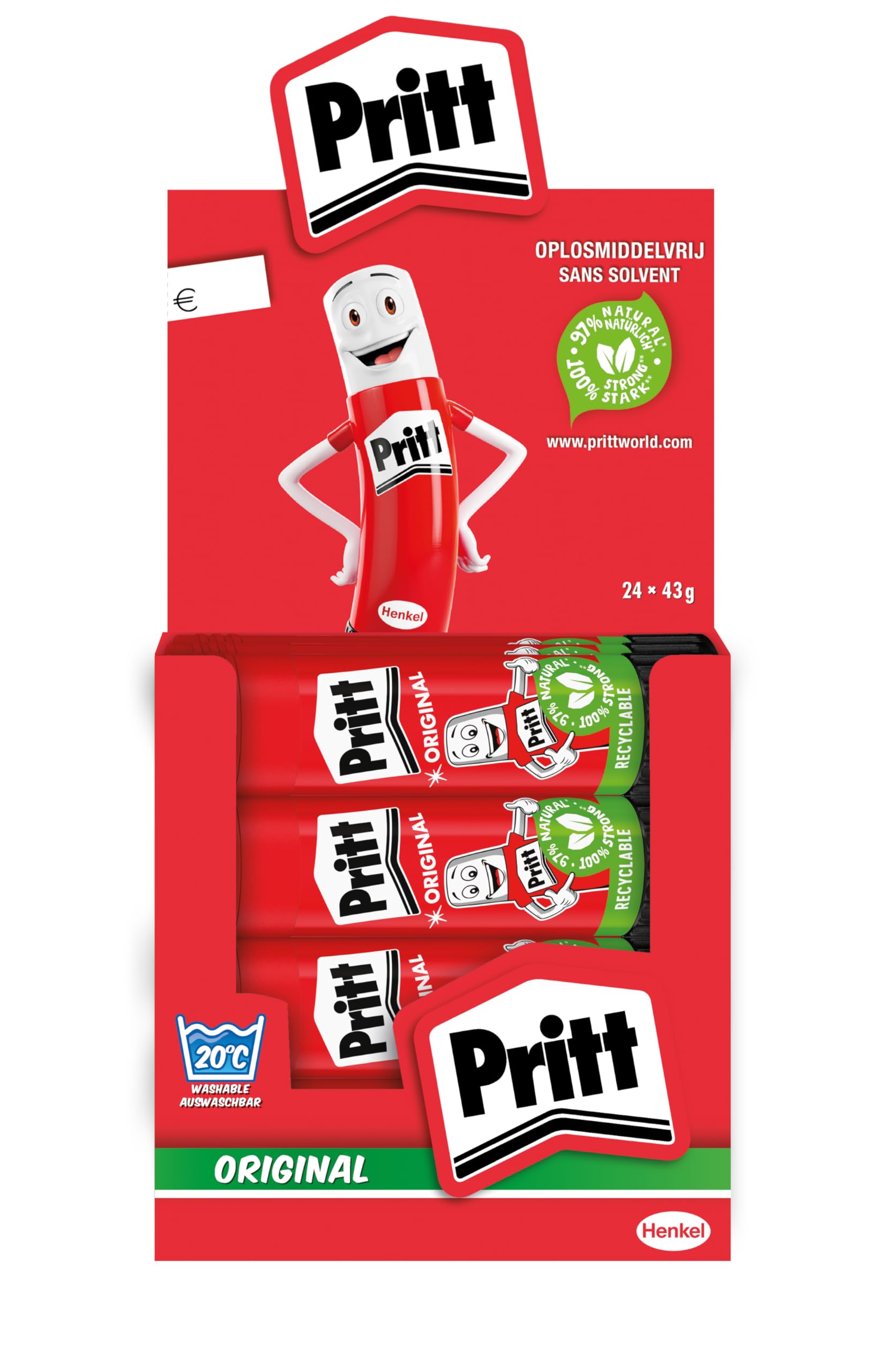 Pritt PKS42 - Scatola di colla stick con 24 stick di colla, originale, 43 g