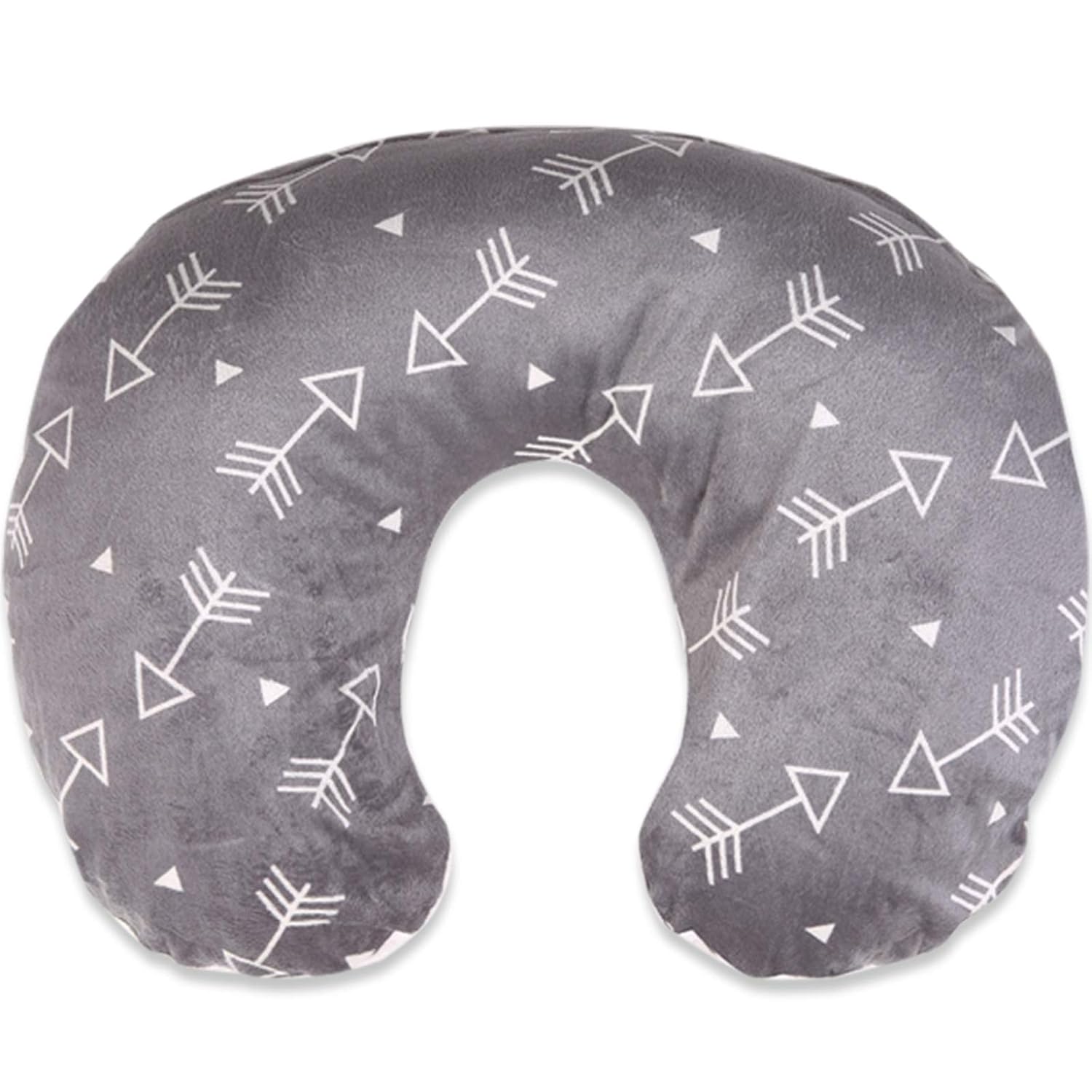 BORITAR Nursing Pillow Slipcover Minky for Boys and Girls, Super Soft Classic Nursing Pillow Cover with Grey Arrows Printed and Dotted Backing