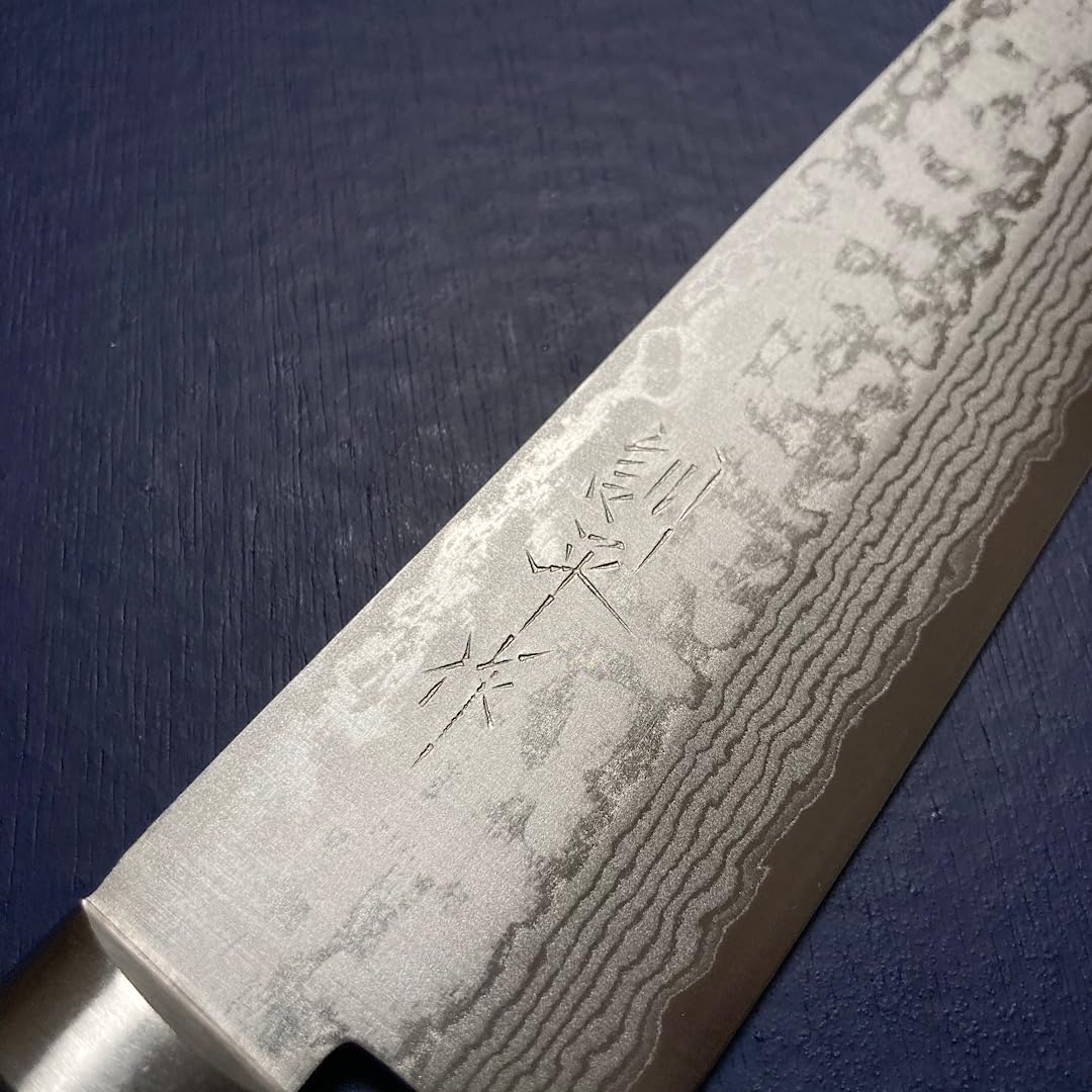 Amazon | 訓平作 牛刀 包丁 180mm 彩流 紺柄 積層ダマスカス V金