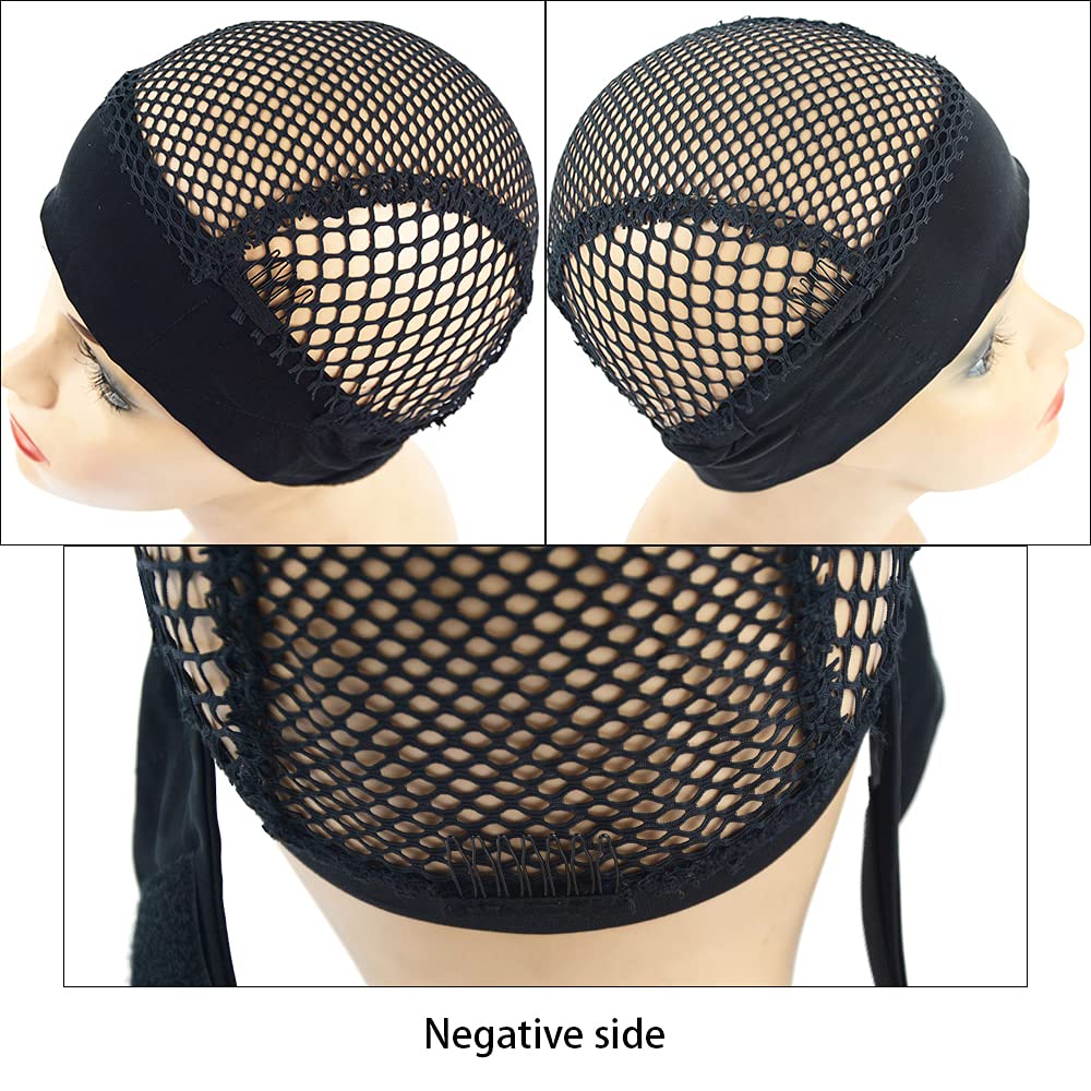 1 pc Black Crochet Mesh Wig Cap Headband Wig Grip Cap with Adjustable Headband for Wig Making - Image 4