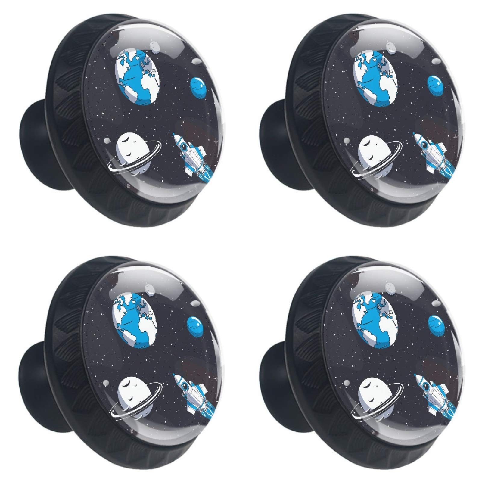 Boutons de tiroir design vaisseau spatial en verre avec vis fournies lot de 4