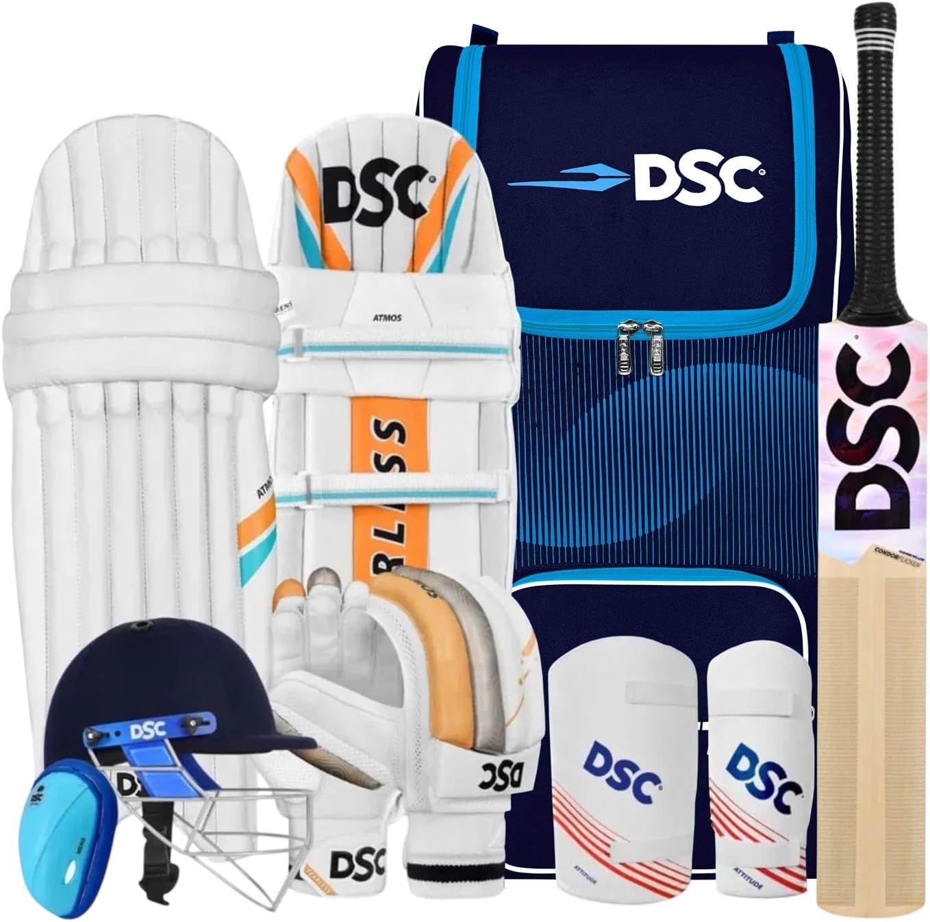 DSC Premium Complete Kit With Helmet Cricket Kit | Right Hand | Kit for Men| Multicolor
