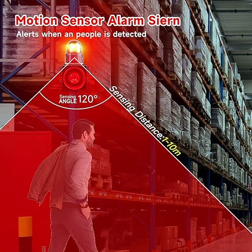 Miniatura 3 de YASONG SLA-01W - Sirena de luz intermitente con detección de movimiento, luz estroboscópica LED de 120 dB, montaje en pared, detector de