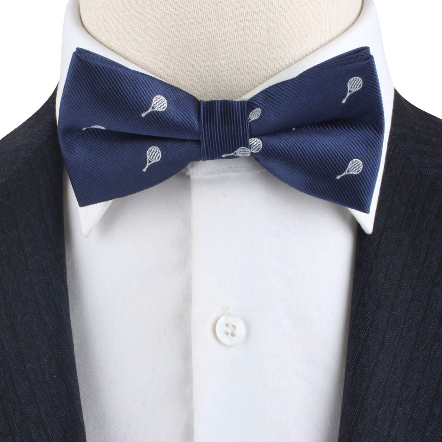 AUSCUFFLINKS Tennis Player | Racket Wimbledon US Open Fan Bow Tie | Present for Men | Birthday Bowties for Guys (Tennis Bow Tie)