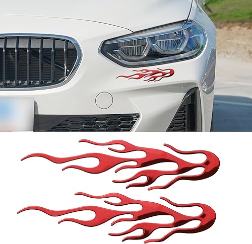 TOMALL 2 calcomanías brillantes de llama 3D de 7.8 pulgadas para automóvil, carreras de llamas, deportes, rayas cromadas, calcomanías para carrito disponible en Yaxa Mexico