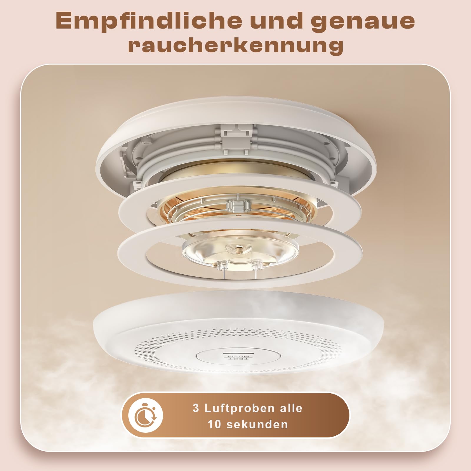 Rauchmelder, 10 Jahre Batterie, TÜV-Zertifiziert, EN14604, 6 Stück | Frühzeitige Raucherkennung, Magnethalterung ohne Bohren, Automatische Selbstüberwachung, Zuverlässiger Brandschutz