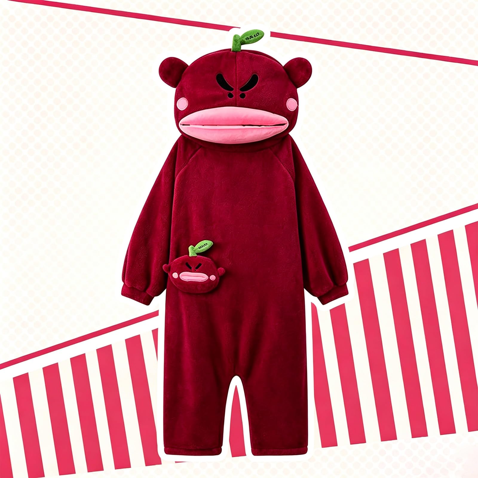 Genérico Pijama Mono Mujer y Hombre con Capucha, Pijama de Halloween para Adulto, Disfraz de Monstruo, Otoño Invierno Franela Ropa de Dormir Unisex de Una Pieza para el Hogar, Fiesta