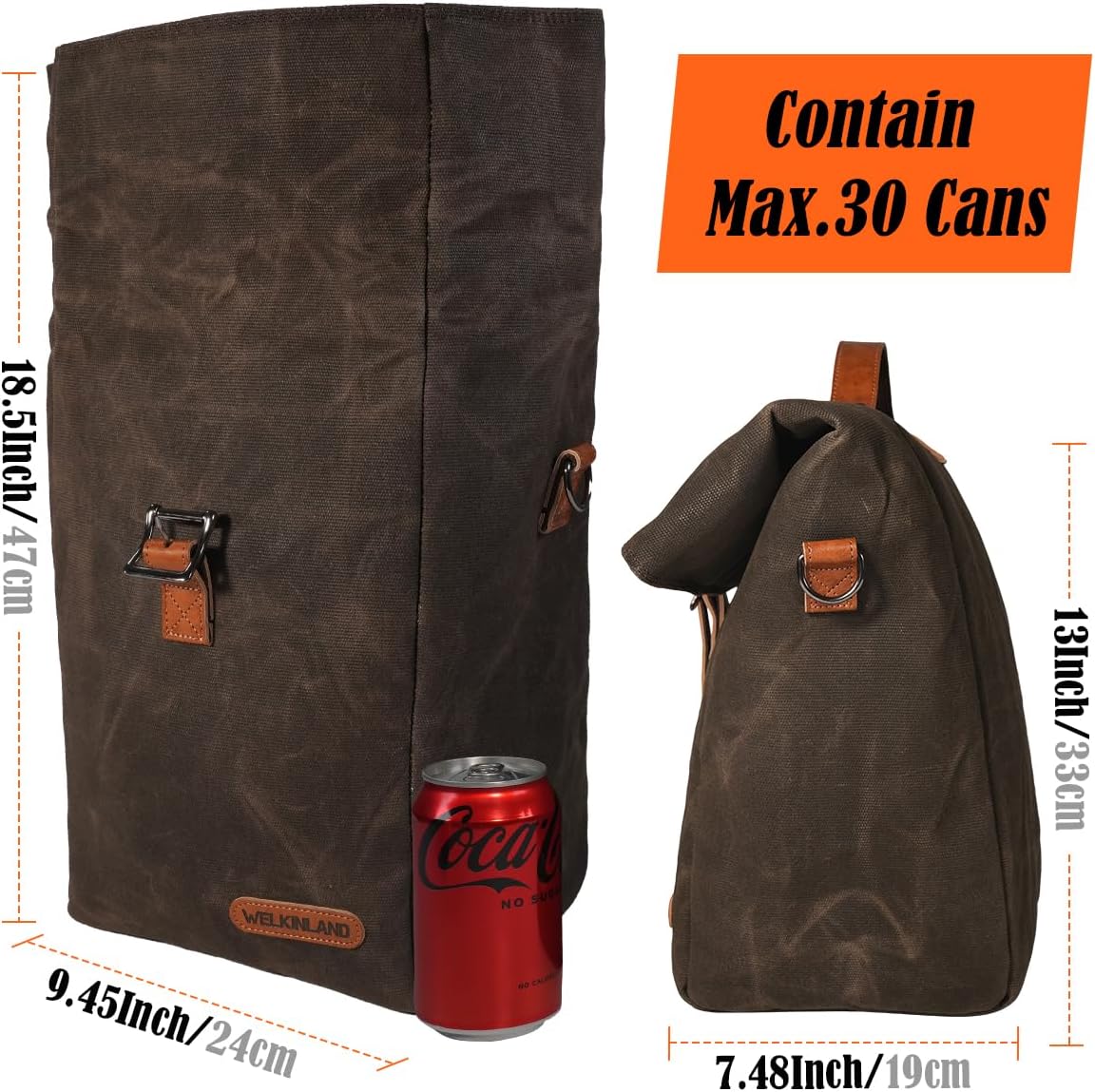 WELKINLAND 6H Insulation Leakproof Waxed Canvas Lunch Bag, Brown Heavy-Duty Lunch Bags, Lunch Tote Bags For Men, Men Lunch Box For Work - Image 6