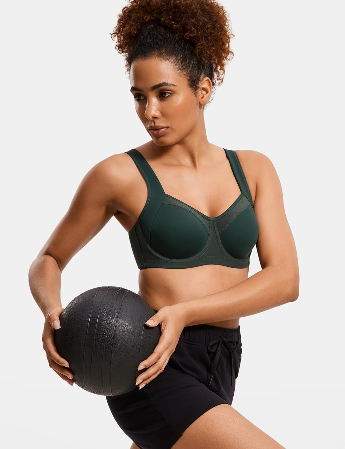 SYROKAN High Impact Sports Bras for Women No Uniboob Unlined Underwire Adjustable Cross Back Bra - Image 5