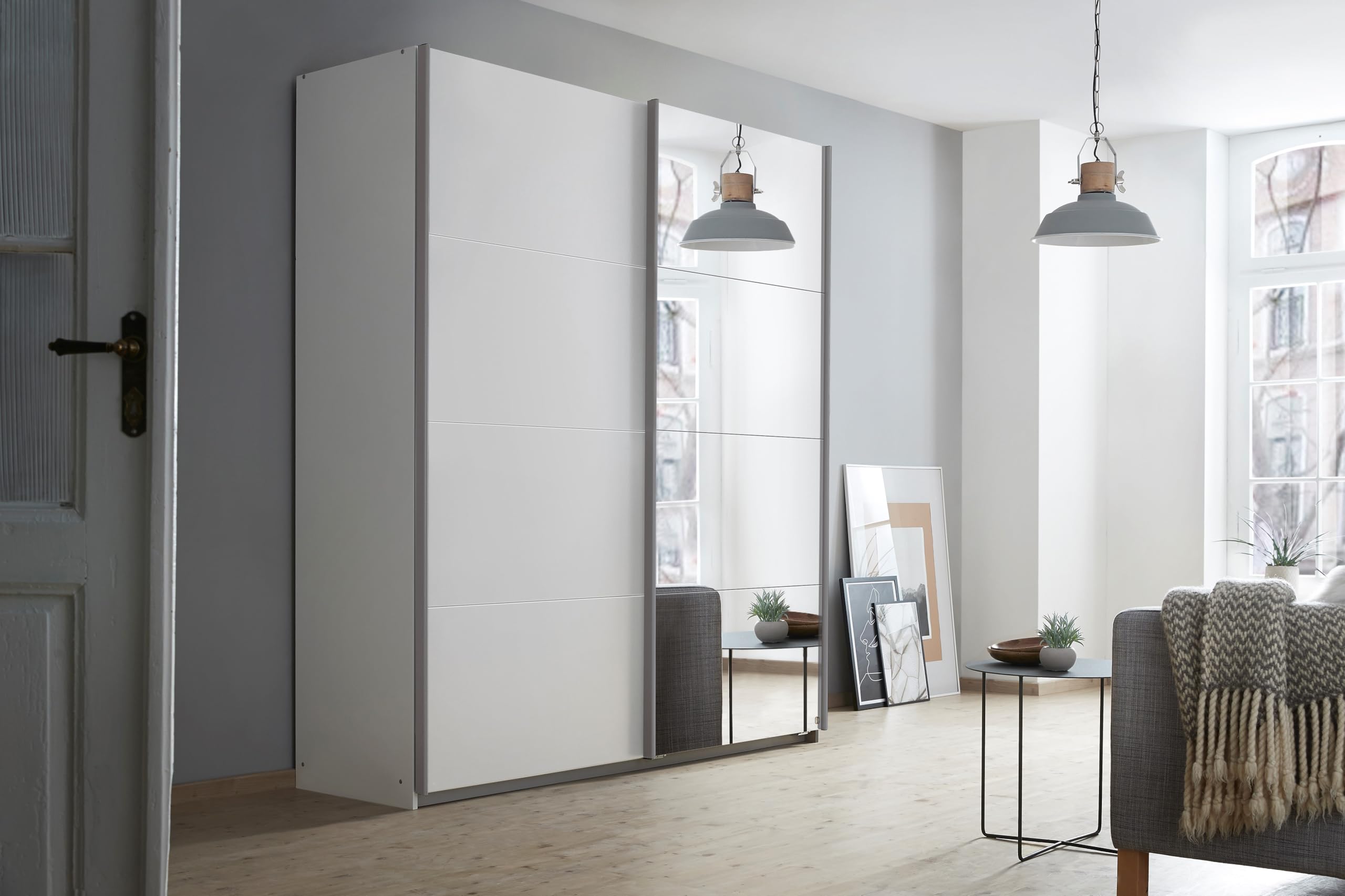Rauch Möbel Subito Armadio a 2 Ante con 2 Ripiani e 2 aste Appendiabiti, Legno, Bianco, 181 x 197 x 61 cm