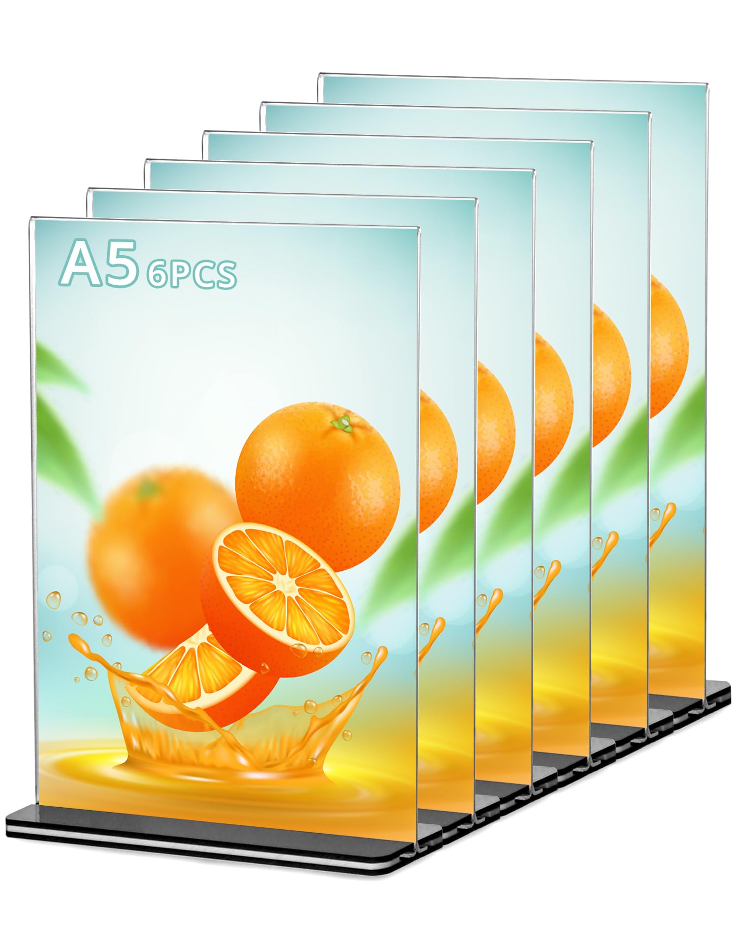 QWORK® 6 Piezas Soporte Letreros Acrílico - A5 - para Carteles Menús Folletos en Oficinas Tiendas Hoteles Restaurantes Exposiciones Bodas