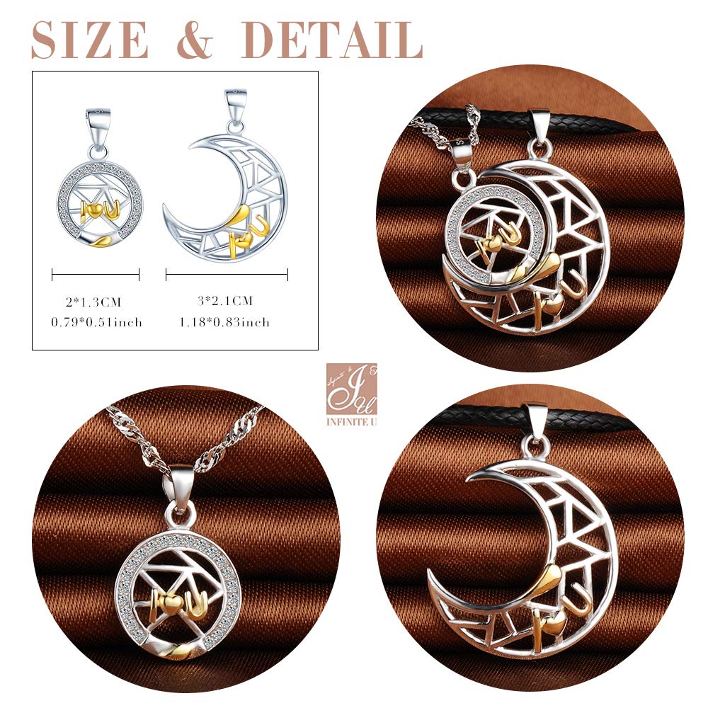 Unendlich U“I U" Liebe Motiv Partner-Ketten 925 Sterling Silber Anhänger Herren/Damen/Paar Halskette Geschenk für Liebste