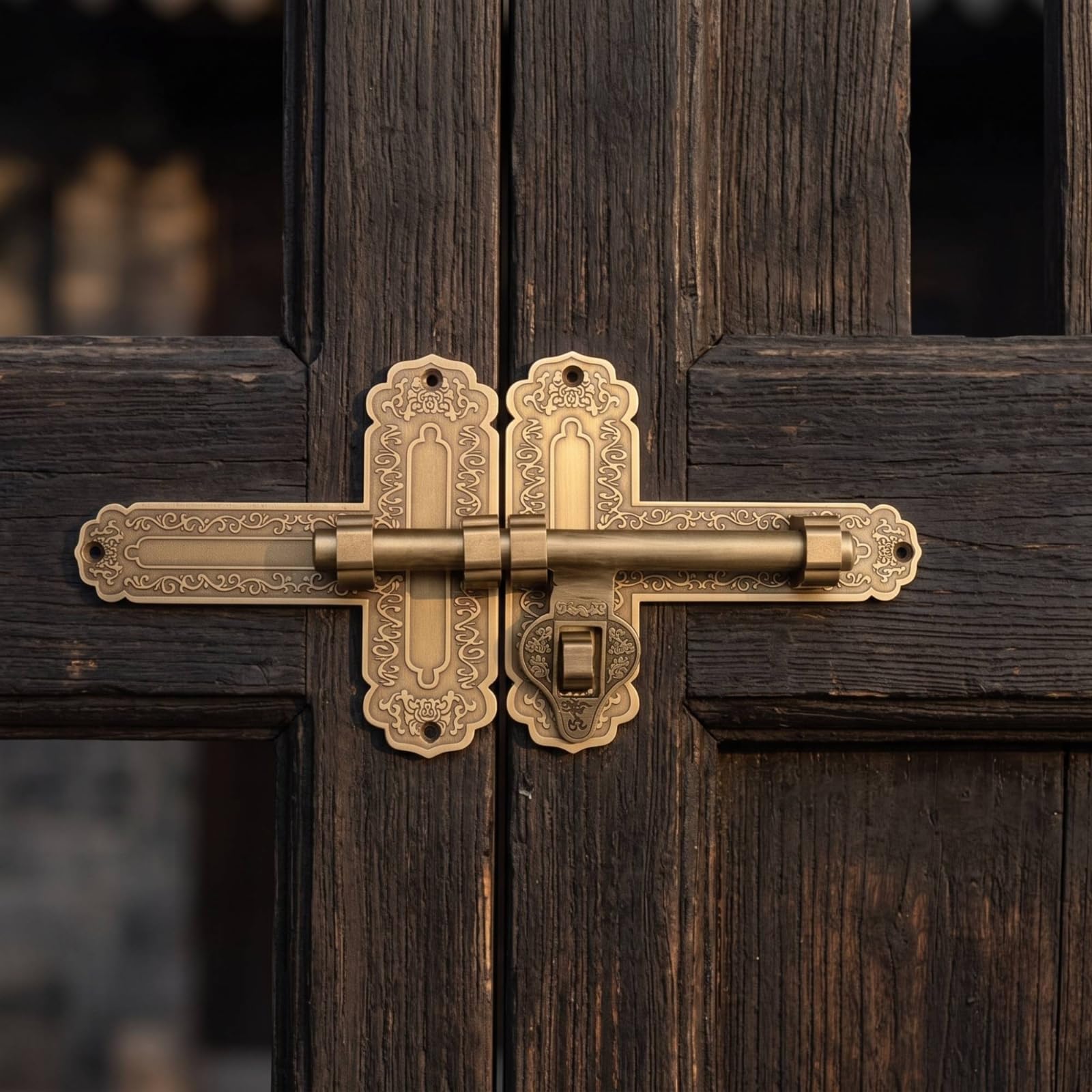 Cerrojo Puerta con Cierre con Llave corativo Cerrojo Puerta Antiguo Pasador para Patio, Bronce, 40cm