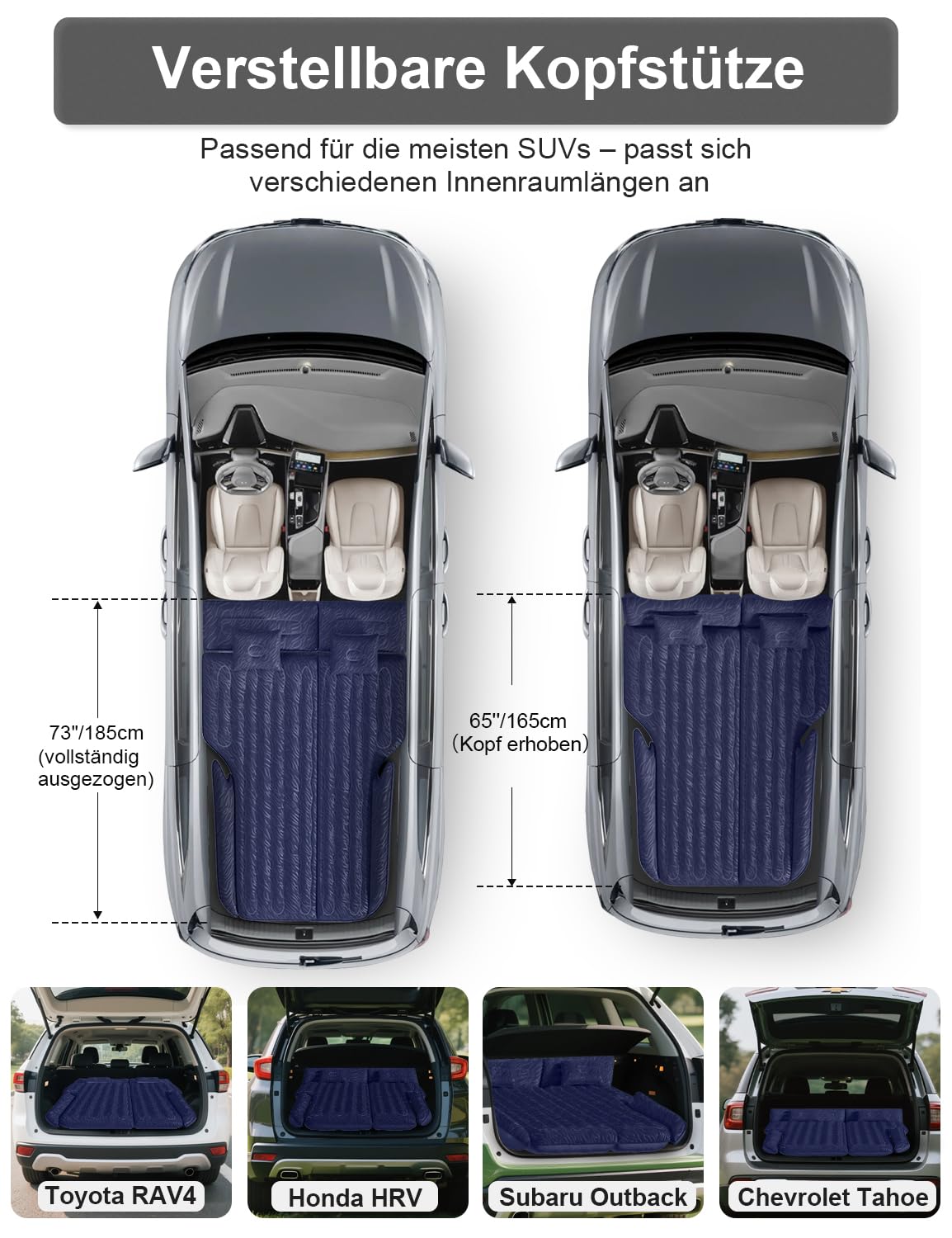 Auto Matratze: SUV Auto Luftmatratze, Auto Bett, Luftmatratze Auto Kofferraum, Doppelseitige Verdickte Beflockung Automatratzen Kofferraum, Auto Bett für Camping(Marine)