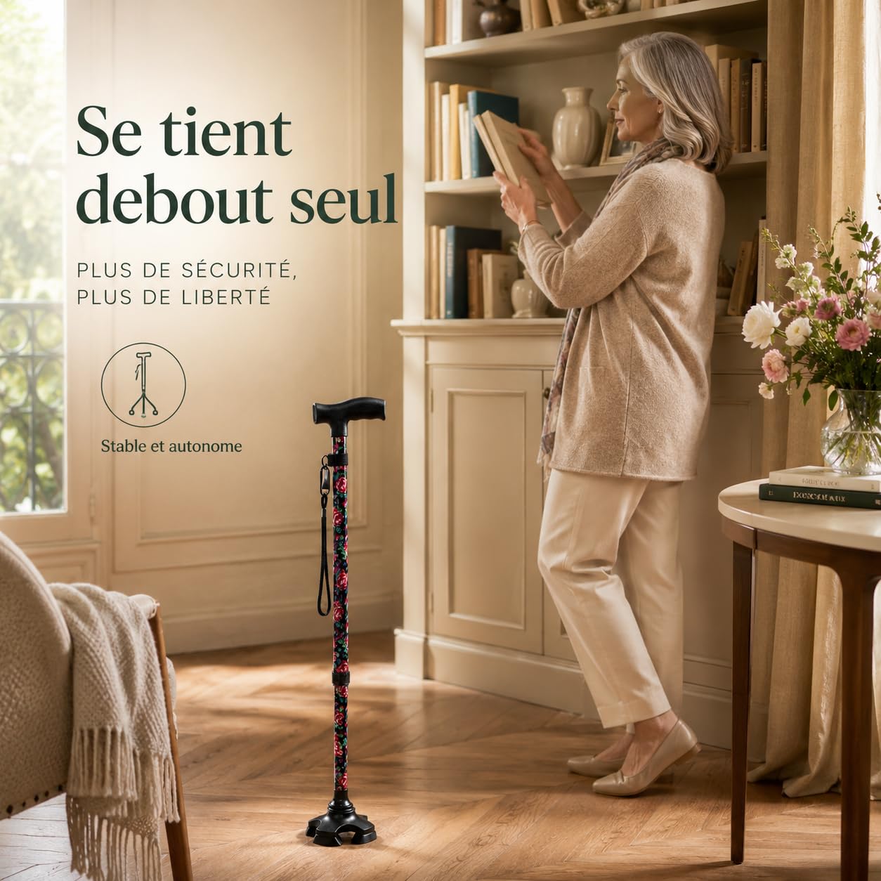 BeGrit Canne de Marche Telescopique 57-95 cm Cannes Tripode en Aluminium
