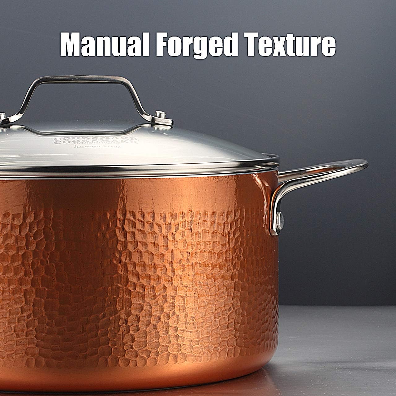 Black Friday - 70% OFF COOKSMARK 10 Piece Hammered Copper Cookware Set with Nonstick Coating, Induction Pots and Pans Set Dishwasher Safe