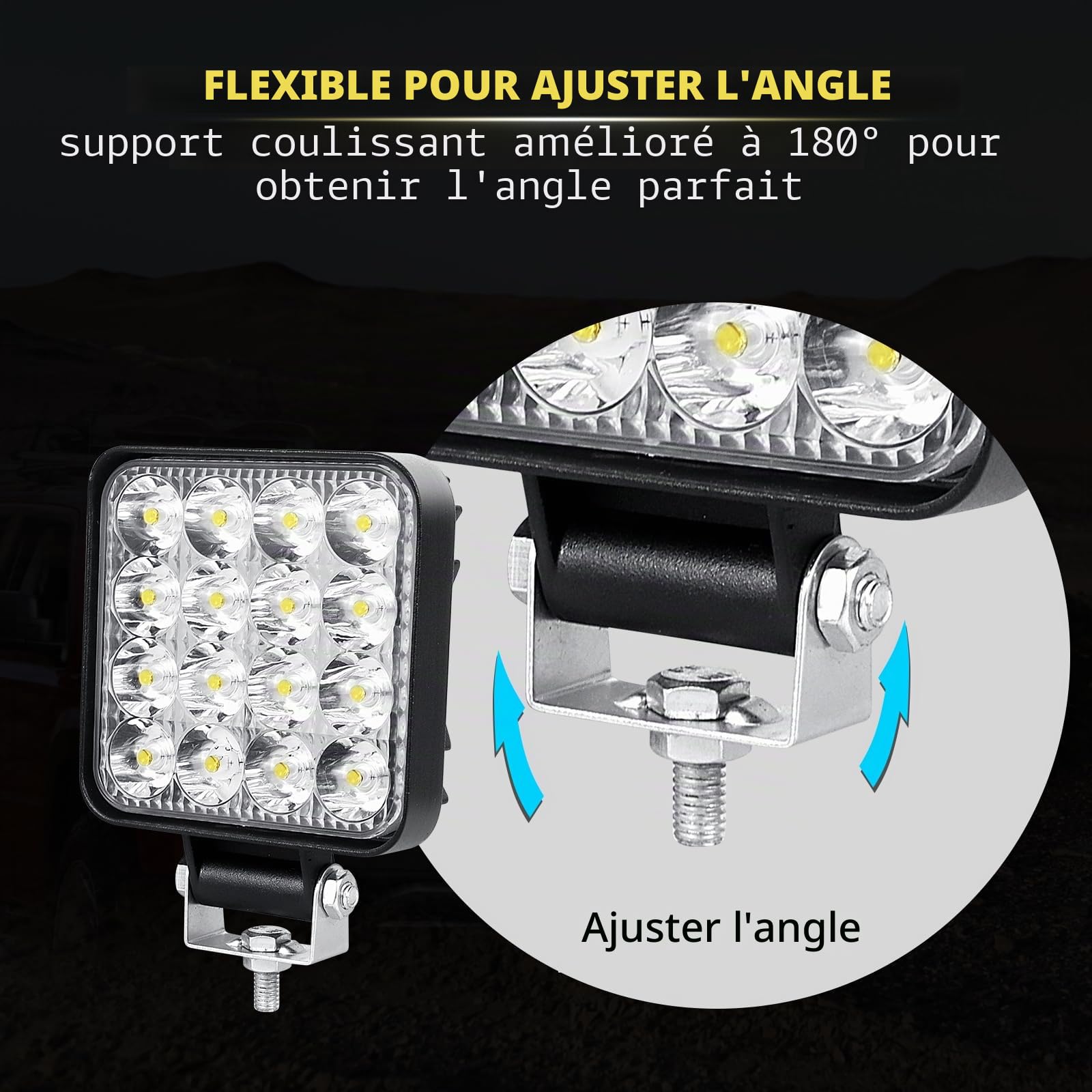 Willpower 4PCS Phare de Travail LED 3.3'' 48W Projecteur LED 12V 24V Etanche IP67 Spot Feux Antibrouillard pour 4x4 Voiture Camion Tracteur SUV Bateau Quad Vehicule