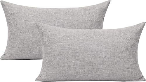 All Smiles Juego de 2 fundas de almohada para sofá, color gris plateado, cuadradas, color gris claro, fundas de almohada para decoración de sofá