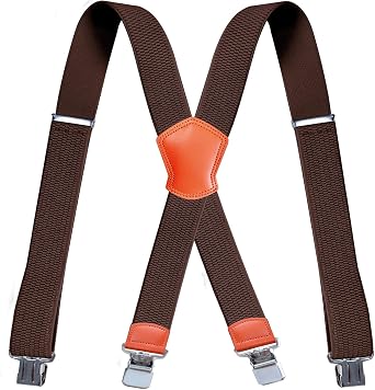 Nacorulu Suspenders for Men Heavy Duty,1.5" Elastic Adjustable X-Back Mens Suspender with Clips for Seniors Friends Husband