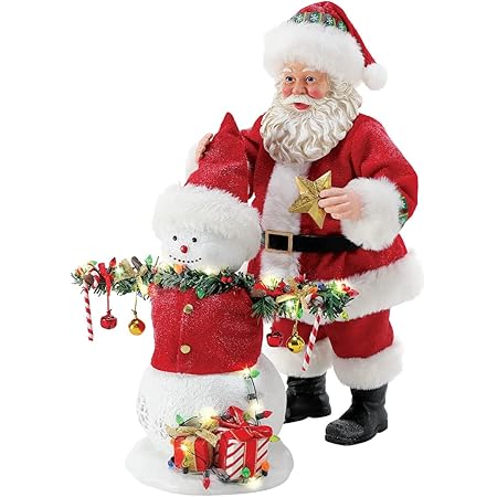 Department 56 Possible Dreams Santa And His Pets Pick Of The Litter Puppies Figurine, 10.5 Inch, Multicolor