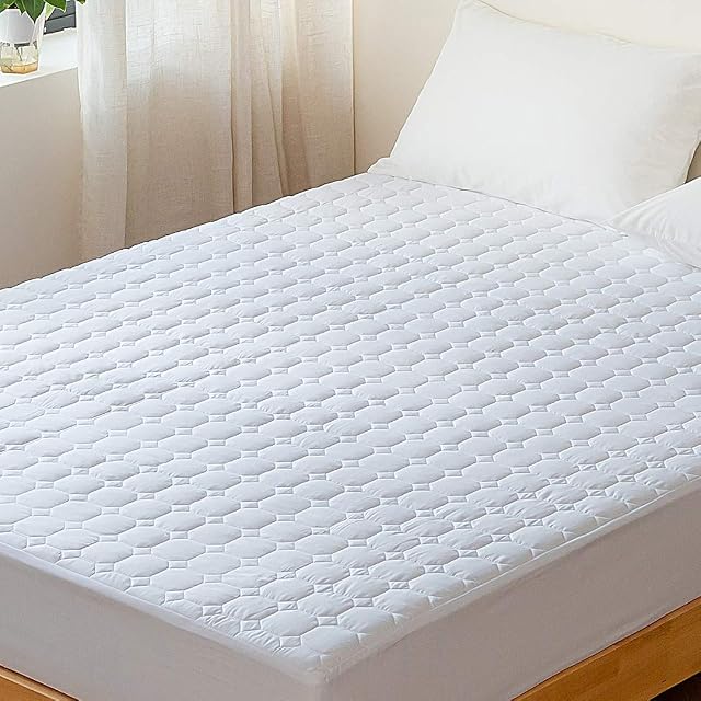 Kono Quilted Mattress Protectors Double Extra Deep Ultra Soft Breathable Fitted Bed Cover with Elasticated Skirt (Double)