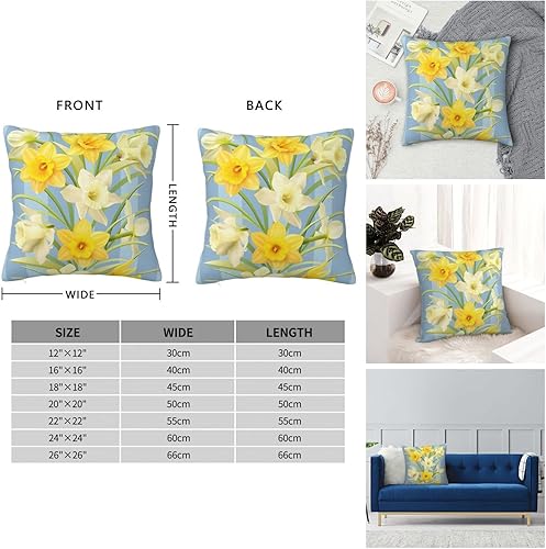 Miniatura 5 de YIPOCH Narcisos de flores, fundas de almohada de 16 x 16 pulgadas, fundas de cojín decorativas para sofá, fundas de almohada para cojines de sala,