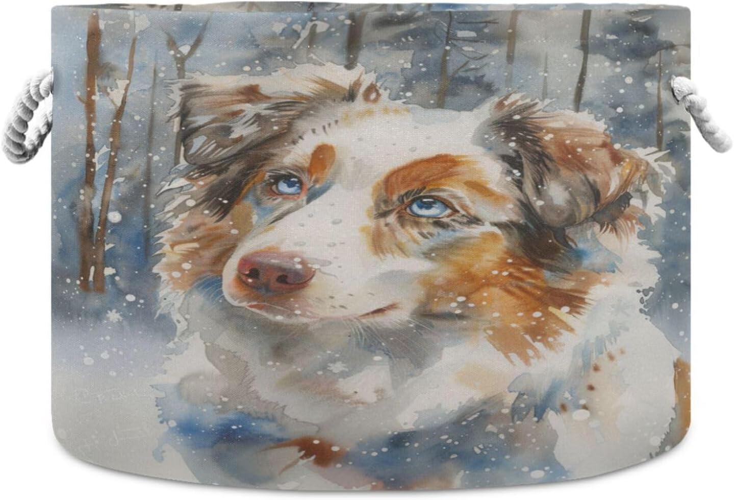 senya Winter Basket Storage, Winter Dog Snow Storage Bin Box Laundry Hamper Organizer Bag with Handles for Clothes