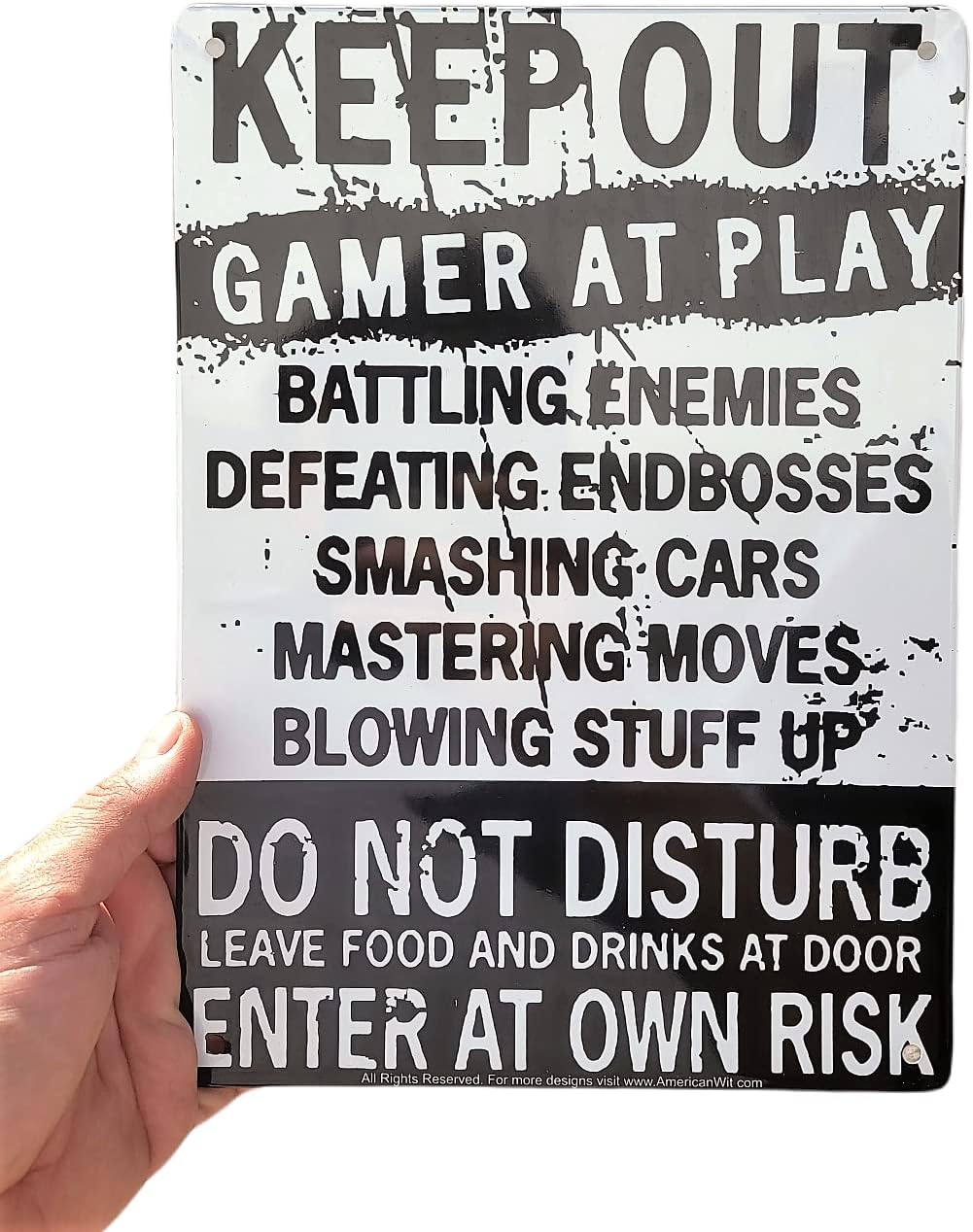 Funny Gamer Decor, 'Keep Out Gamers Only' 12" x 8" Tin Signs, Gaming Do Not Disturb Signs, Funny Video Game Signs for Boys Room, Gamer Room Sign, Keep Out Gamers At Play Home and Kitchen Signs,