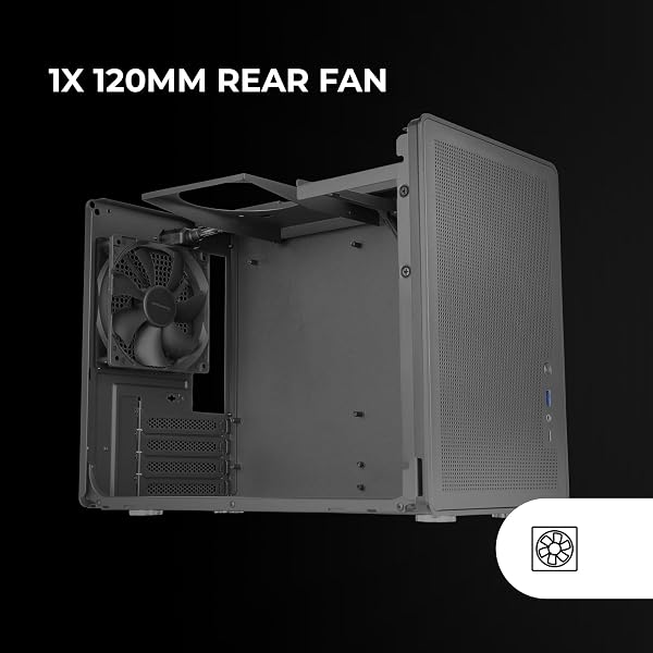 Mars Gaming MC-XPRO, Boîtier MicroATX Ultrapcompact, Design Panneaux Mesh, Ventilateur Arrière 120mm, Technologie Refroidissement Mesh 360°, Compatibilité Double PSU ATX et SFX, Mini-Tour USB-C, Noir - 4