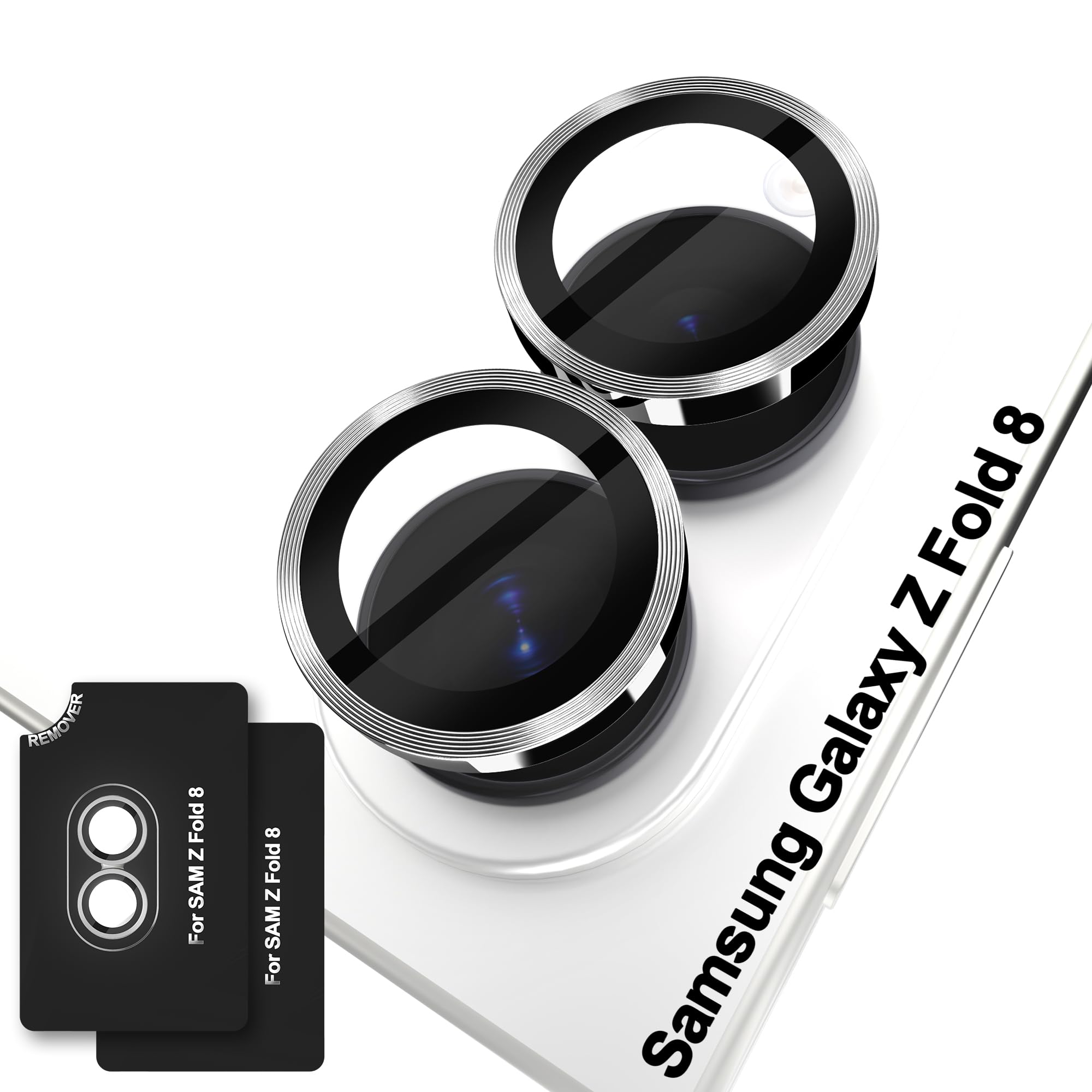 Orzero 9H Glass Camera Lens Protector for Galaxy Z Fold 8-Silver, 2 Set