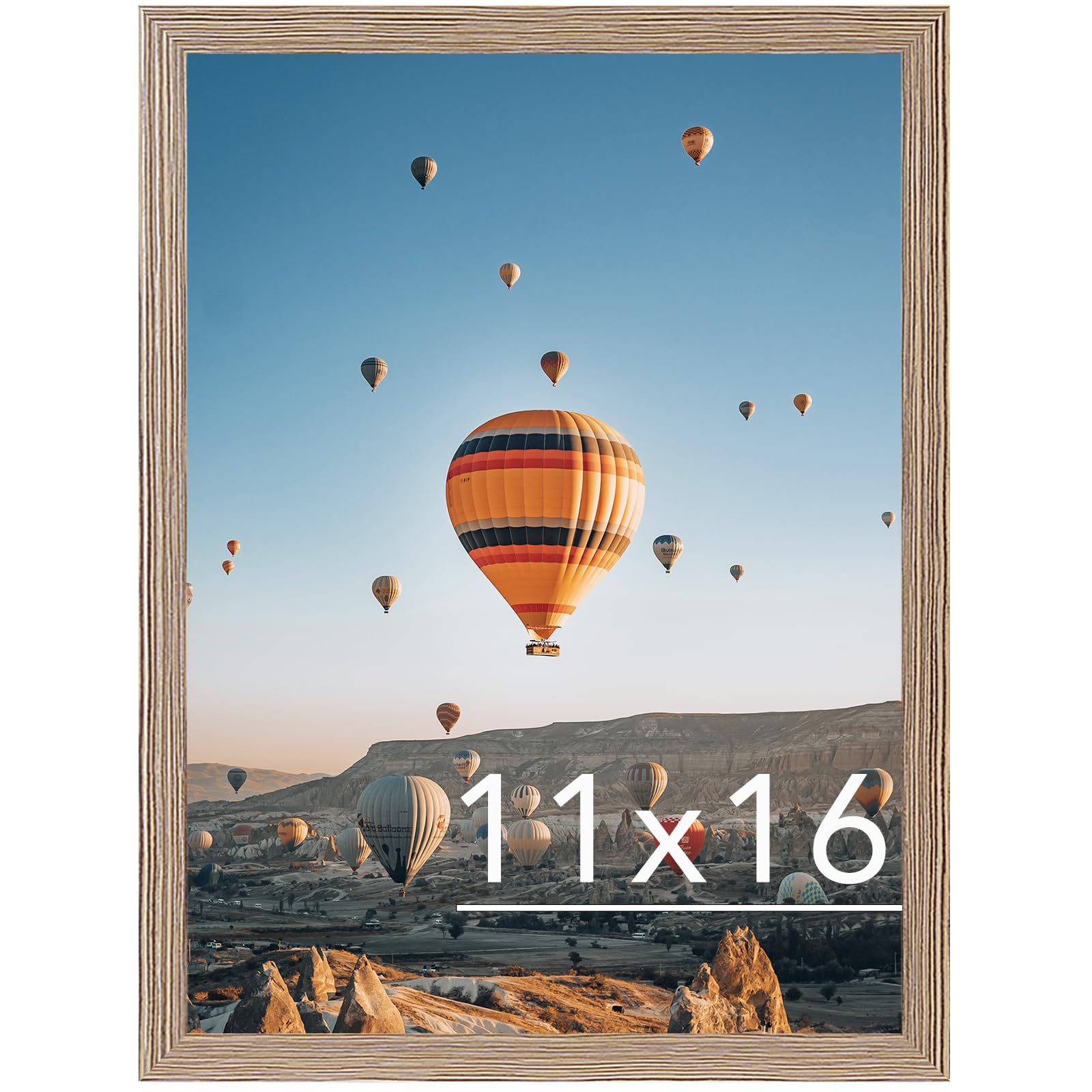 JCJMY 11x16 Picture Frame Rustic Brown for Wall Hanging, Wall Mounting Horizontally or Vertically, 11 x 16 Wall Gallery Poster Photo Frame with Shatter Resistant Plexiglass, Rustic Brown