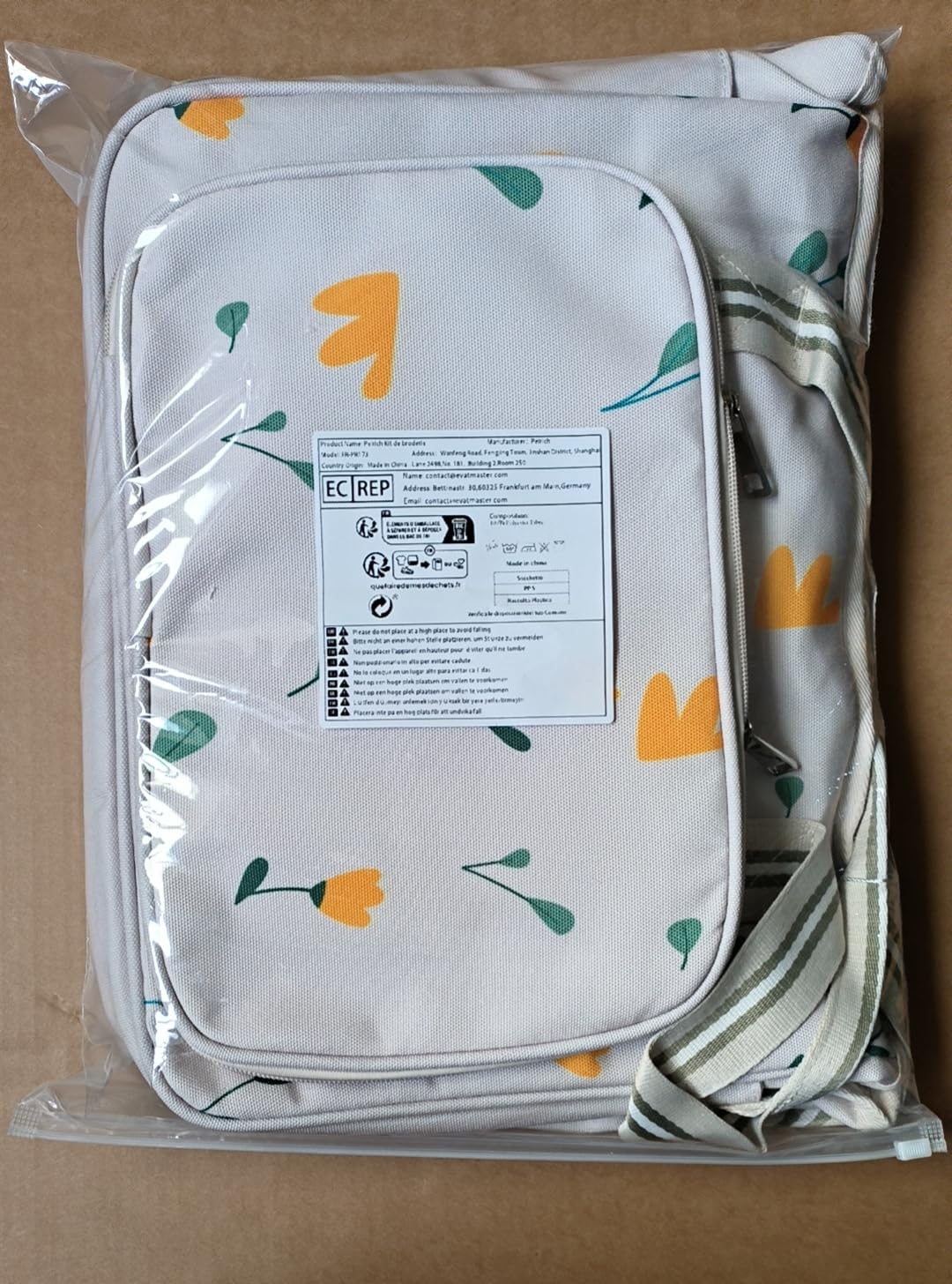 Peirich Kit de bordado, bolsa de proyecto bordado, bordado escamas bordado anillo de ayuda tela, suministros de bordado bolsa de almacenamiento y principiante, kit de punto de cruz para adultos