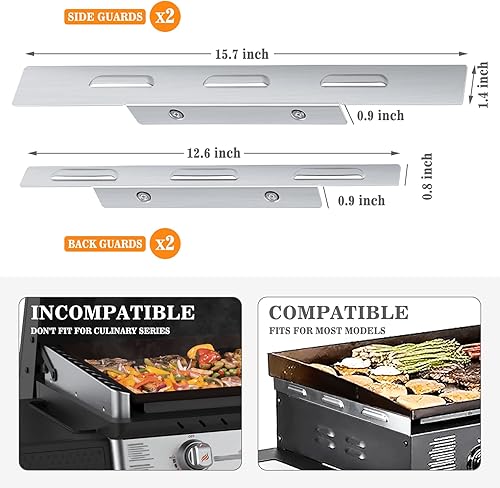 Miniatura 2 de Grisun Protectores de viento para parrilla Blackstone de 28 pulgadas, acero inoxidable y acero recubierto de polvo, protectores magnéticos para