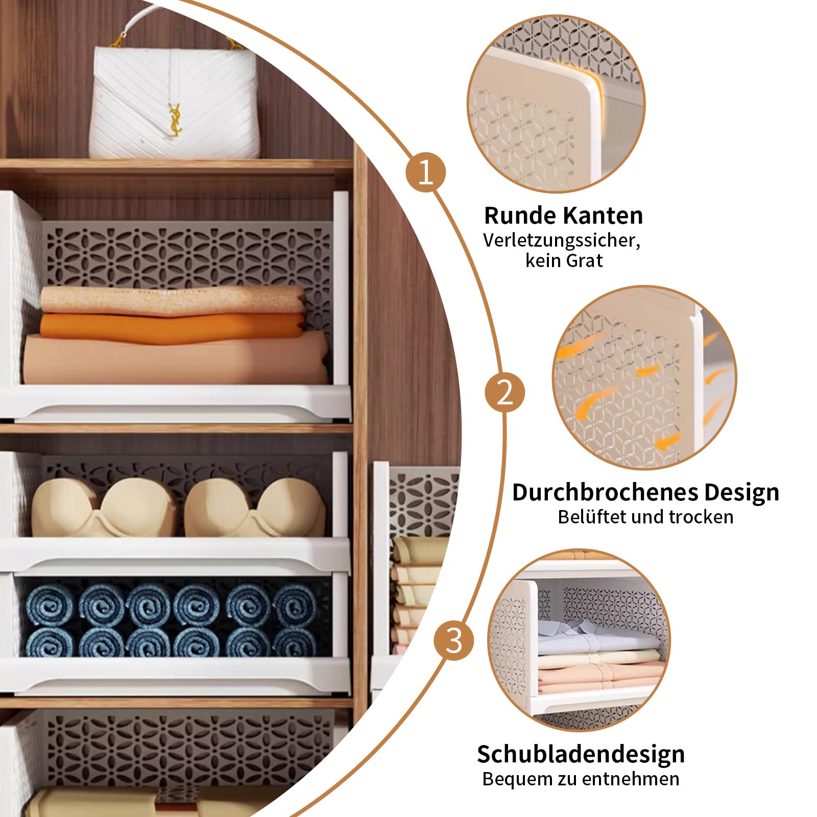 Uncle Yang PP-Material Kleiderschrank Organizer Aufbewahrungsbox – Faltbare Schrank Ordnungssysteme für Schlafzimmer Bad Küche Büro