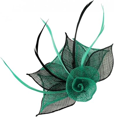 Aurora Collection Two Tone Rose Fascinator in Teal & Black, size: One Size
