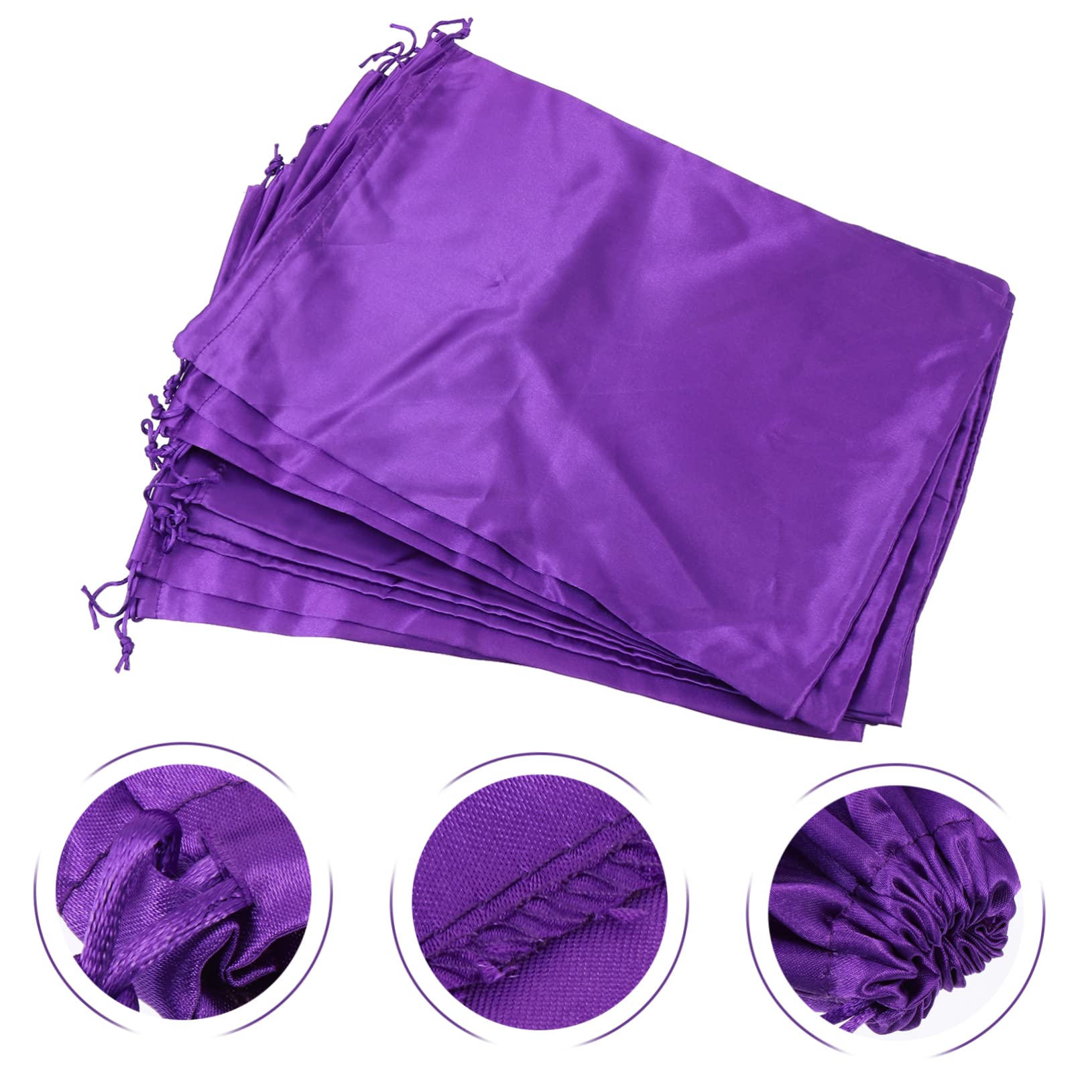 Perückenbeutel 10 Stück aus Satin mit Kordelzug in Violett